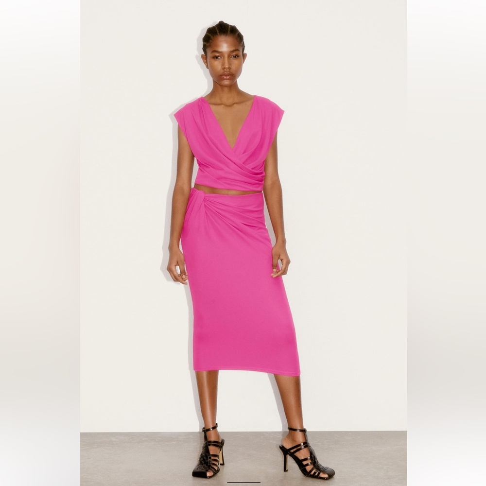 Zara Fuchsia knotted maxi skirt